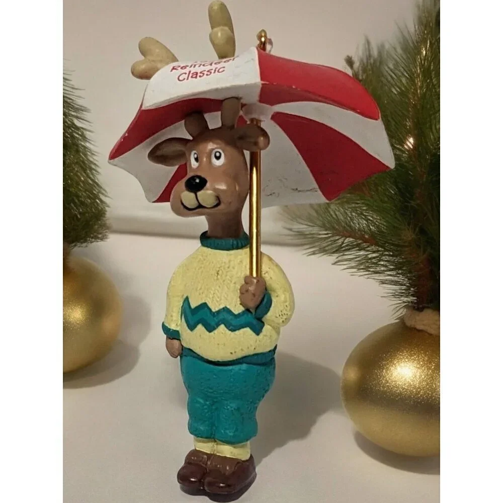 Vintage Collectible Hallmark Ornament 1994 Reindeer Pro Handcrafted Golfing